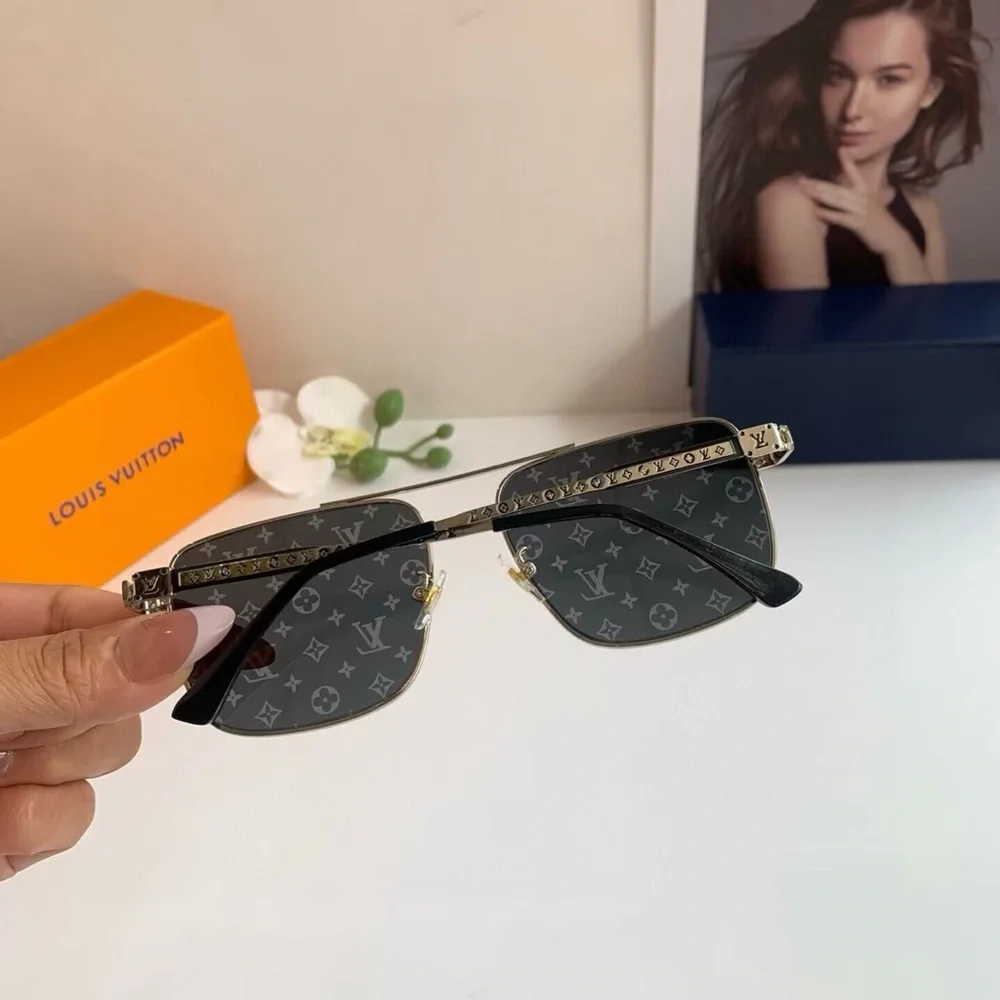 Louis Vuitton Silver Metal Sunglasses with Smoke Lenses - Picture 6 of 7